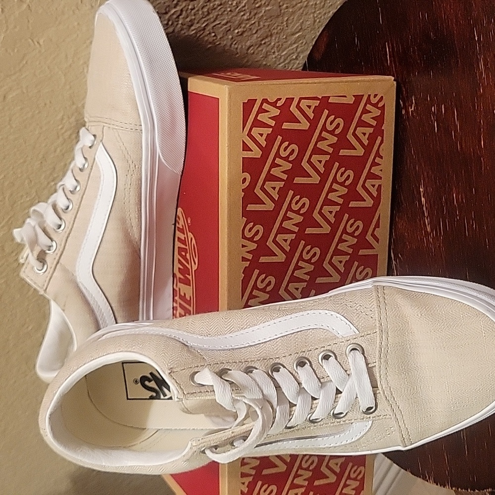 Vans Linen Beige and White Sneakers